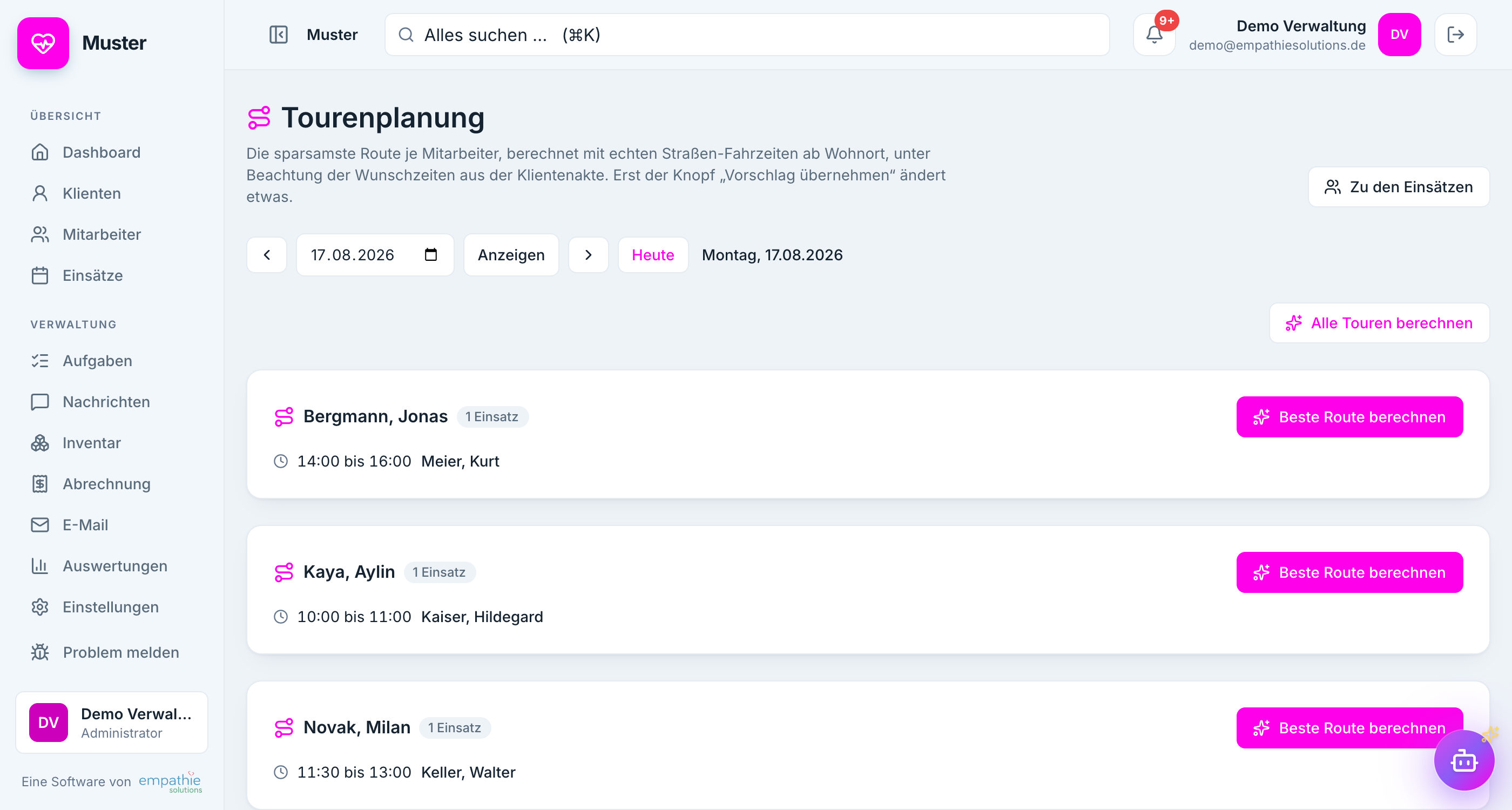 Tourenplanung in der Software