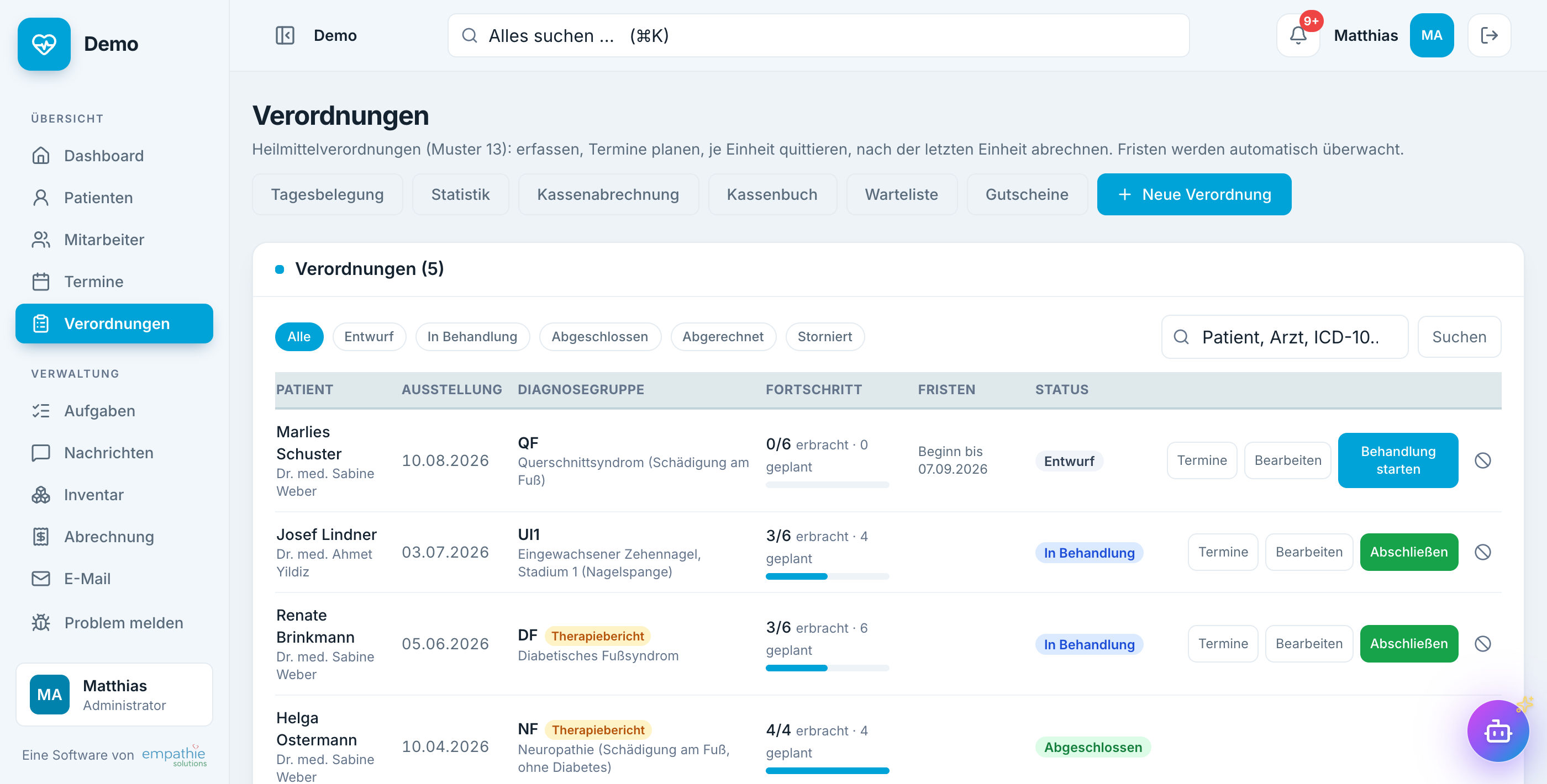 Verordnungen in der Software