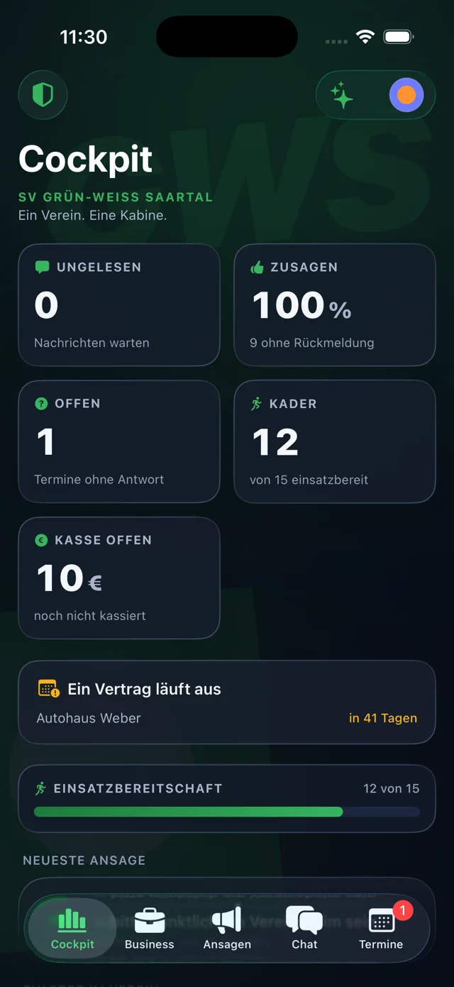 Cockpit der Geschäftsführung