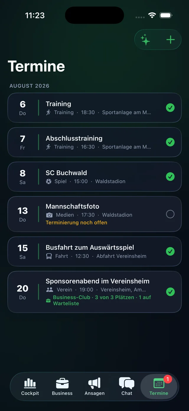 Termine mit Zusagen